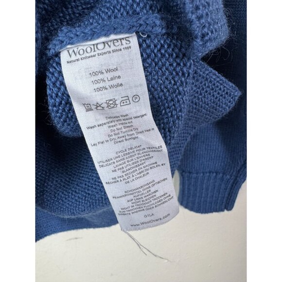 WoolOvers Blue 100% Wool Crewneck Sweater Long Sleeve Knit Womens Size Blue - Picture 4 of 15